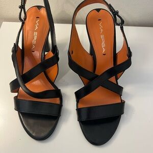 Via Spiga Black Strappy Sandals